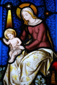象征艺术英国Gloucester大教堂的彩色玻璃窗上帝图片