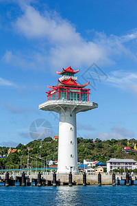 教练泰国川布里省高志昌的风格灯塔和蓝天花星岛亚洲背景图片