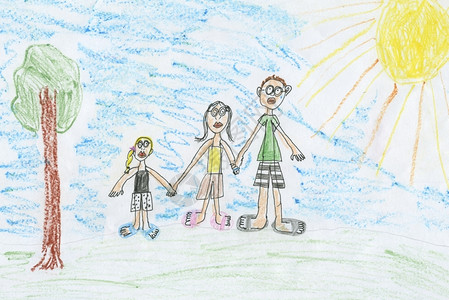 一种笔儿童绘画家庭面粉快乐的图片