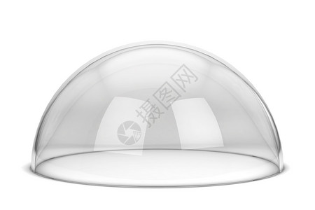 大连贝壳博物馆展示兜帽孤立于白色背景的玻璃半球3d插图陷阱设计图片