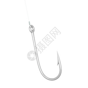 钓鱼运动爱好金属的目以白色背景孤立的3号钓鱼钩插图设计图片