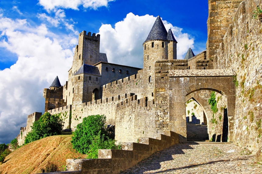 法语历史Carcassonne欧洲最大的中世纪城堡法国旅行和历史里程碑法国胴体图片