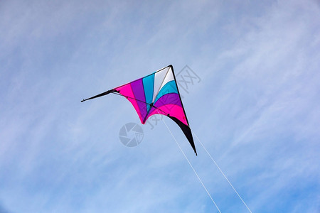 活动蓝色的颜在天空中飞来去的多彩风筝图片