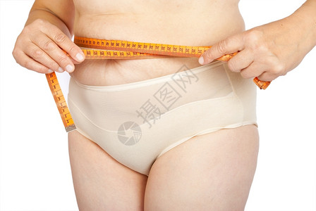 胖女人的胃部测量腰脂肪团重图片
