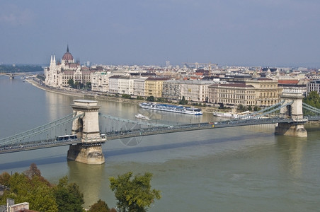 布达佩斯著名的连锁桥景象铁白天旅行图片