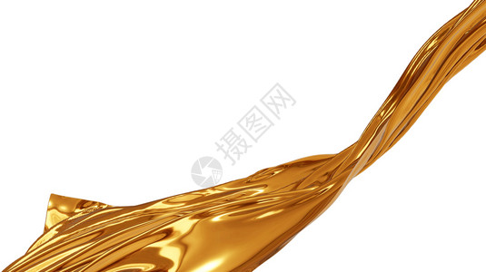 含有波浪奢侈3D插图的金色液体光滑背景摘要闪亮的奢华形象图片