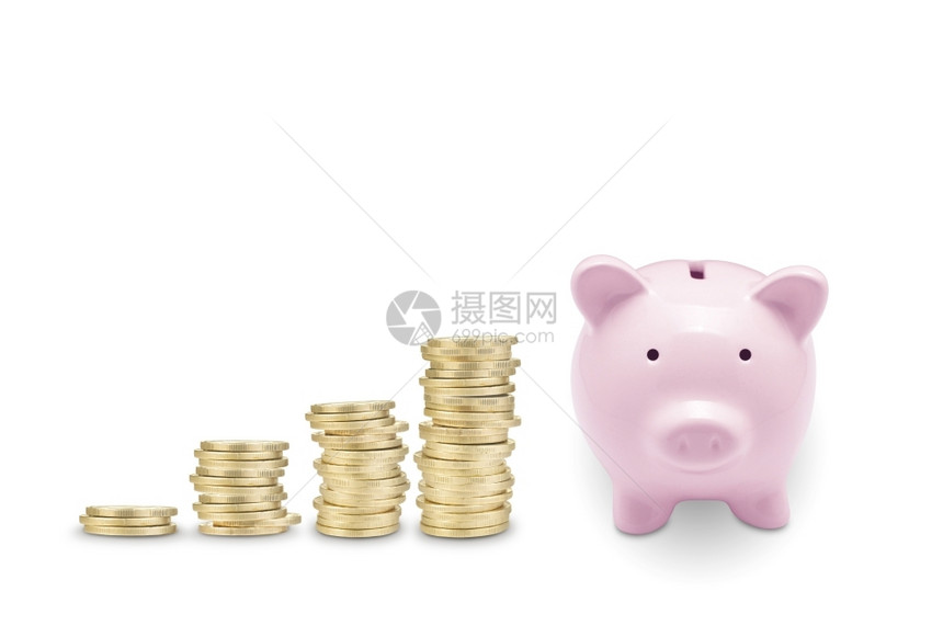 帐户粉红小猪银行和硬币金融安全的图片