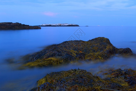 风景海大西洋日落在岩石海岸日落在岩石海岸图片