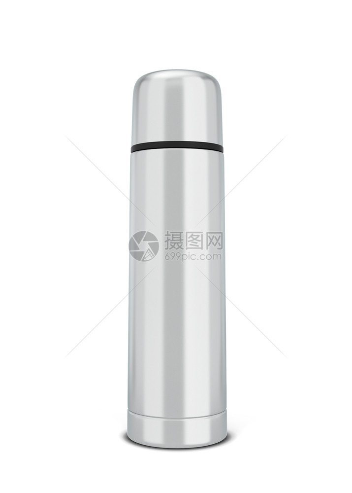热饮温水量3d插图以白色背景隔离防锈的瓶子杯图片