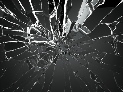 玻璃碰撞破碎声故意破坏形变白色上隔绝的破碎或粉黑玻璃设计图片