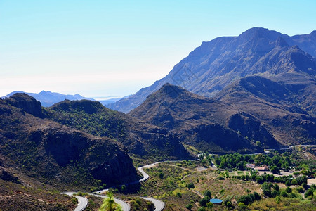 GranCanaria山谷与曲路的景象风优美荒野加那利图片