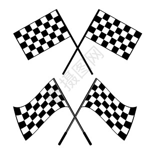 大奖赛方格的第一交叉黑白方格旗标志概念的赛车运动孤立在白色交叉挥动黑白方格旗标志概念的赛车运动孤立在白色速度设计图片