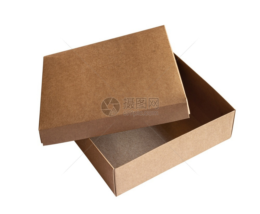 白背景上孤立的打开纸板盒包裹棕色的运输图片