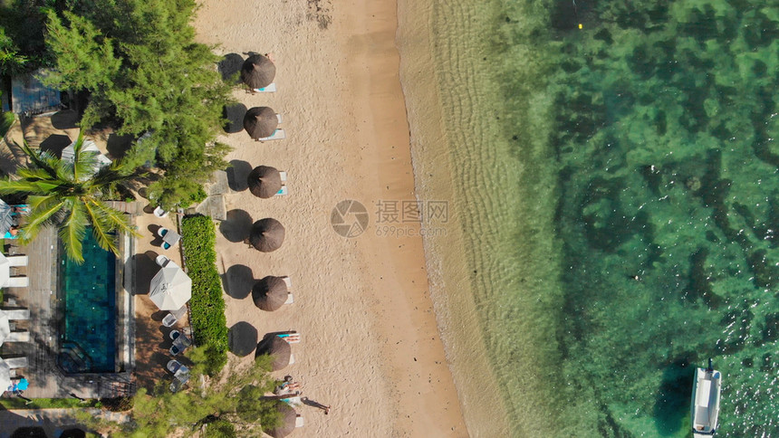 印度人自然景观毛里求斯MontChoisy美丽的海滩无人驾驶飞机的空中观察图片