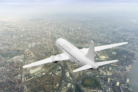 渲染著名的3架飞机在伦敦上空行城市图片