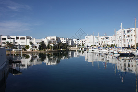 住宅休闲的MarinaHammamet突尼斯地中海高清图片