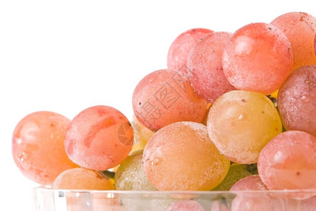 秋天可口有机的玻璃碗中孤立红葡萄水果图片