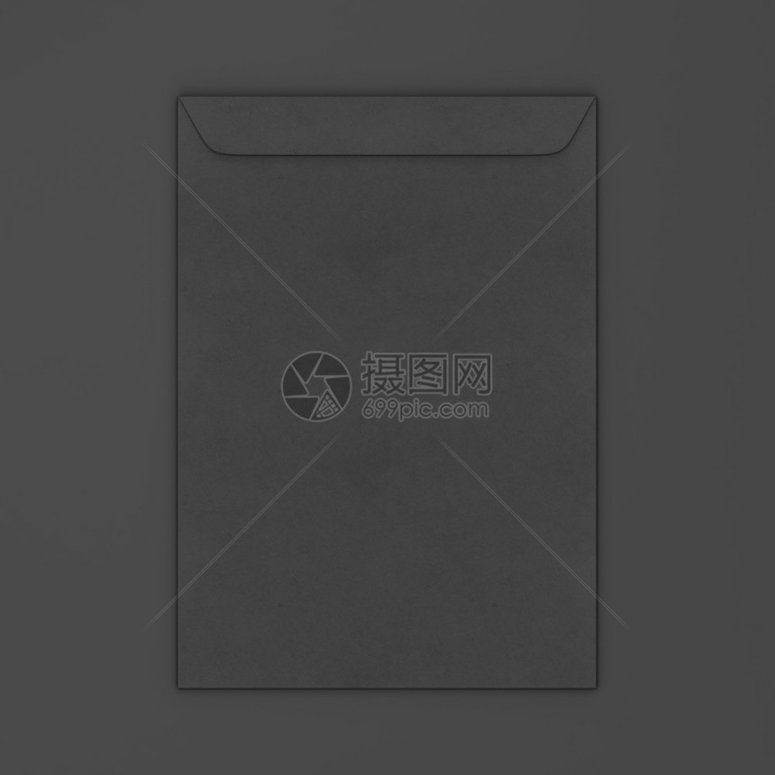 黑色背景上的空白纸c4封3d插图空的身份邮资图片