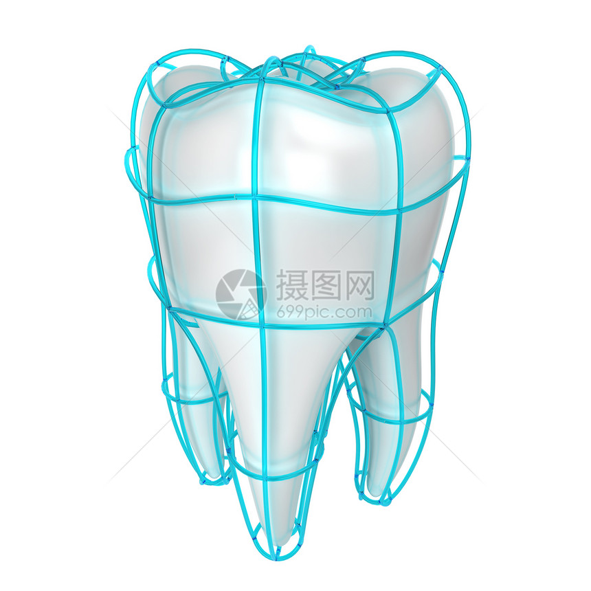 齿白色背景上孤立的3d图示保护牙眼健康美白图片