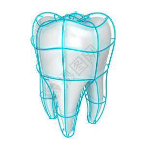 齿白色背景上孤立的3d图示保护牙眼健康美白图片
