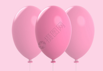 让狂欢更痛快乐趣假期3D让三个大粉红色气球孤立在柔软颜色背景的情人节爱概念上象征设计图片