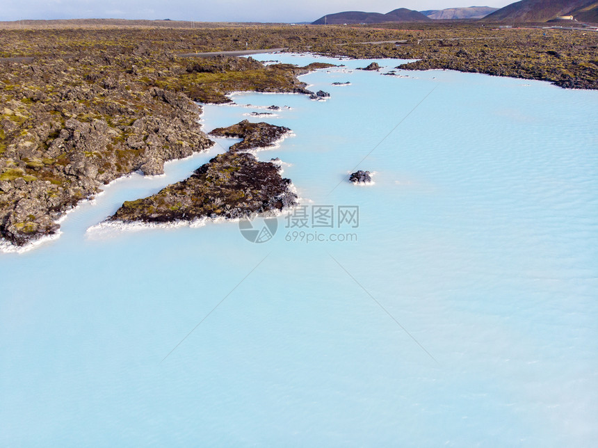 位于冰岛雷克雅未的主要旅游景点之一的蓝环礁湖温泉景观蓝色的松弛图片