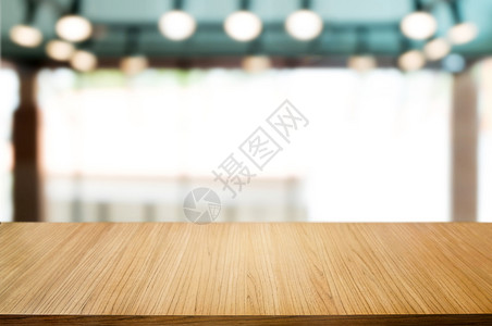 餐饮背景模糊的空木制表格现代的厨房重点图片