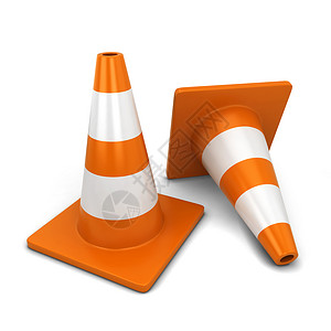 警告禁止的街道白色背景上孤立的交通三角锥3d插图图片