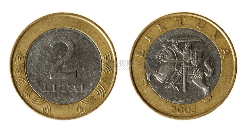 现金Coin立陶宛在20年白背景上亮光收入历史的图片