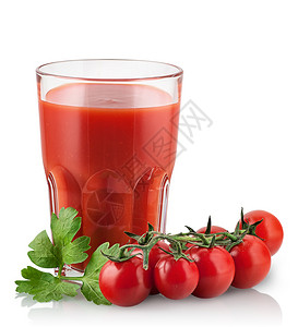 樱桃西红柿加番茄汁白本孤立健康新鲜血腥图片