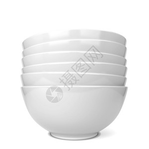 上汤竹笋厨具白色背景上孤立的三叠DB碗插图洁具岌可危设计图片