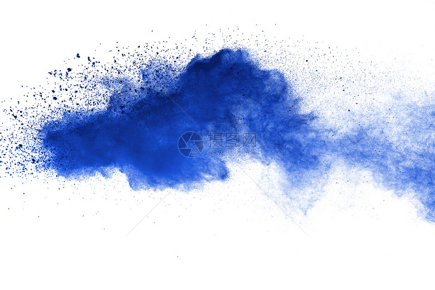 在白色背景上孤立的蓝爆炸摘要抽象烟速度大量的图片