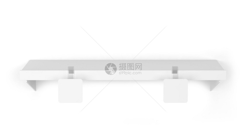 空的市场货架模型3d插图中白色背景所孤立的空白瓦布勒标签墙一种图片