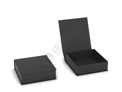 正方形白色背景上孤立的空白箱包装模型3d插图空的公司设计图片