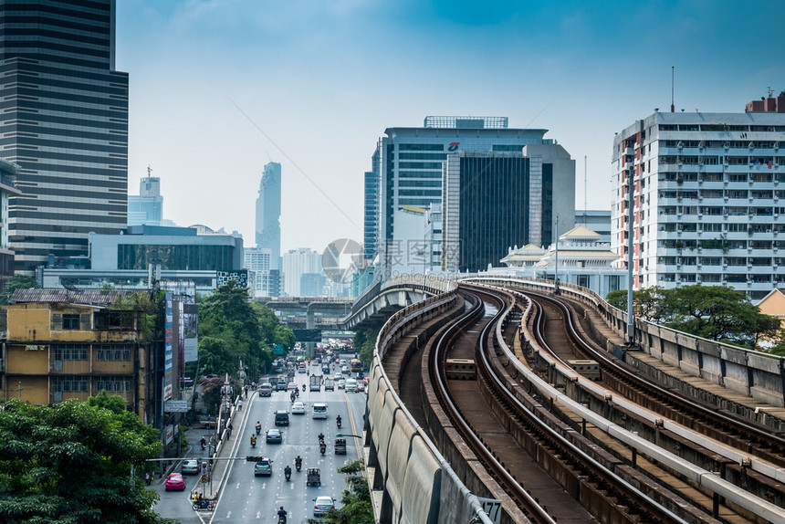 镇运动结构体BANGKOK2月6BTS空中火车轨道泰国曼谷大都市景观2018年月6日图片