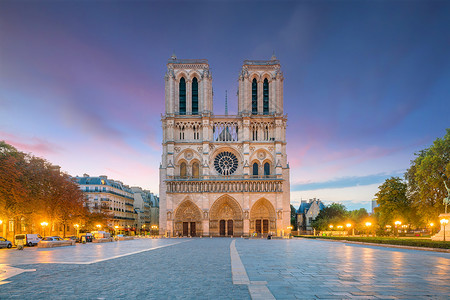 景观美丽的巴黎圣母院在明时的法国地标图片