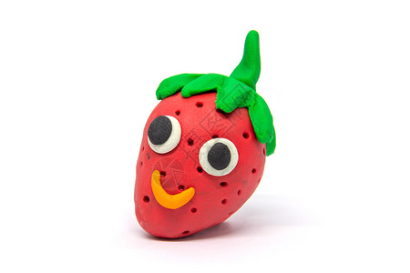 草莓玩具白色背景的花毛草莓彩虹创造力目的设计图片