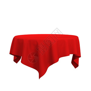 红色午餐白色背景上孤立的空白桌布3d插图上丝绸最佳设计图片