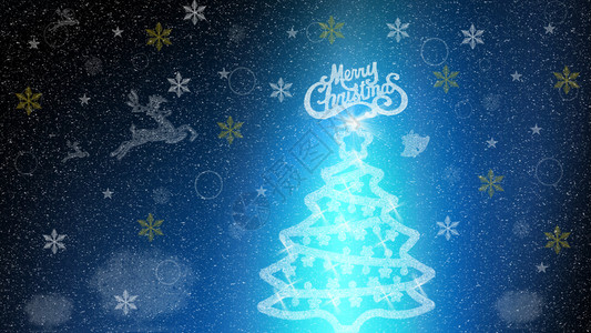 冷杉圣诞节雪花带的蓝圣诞背景图片