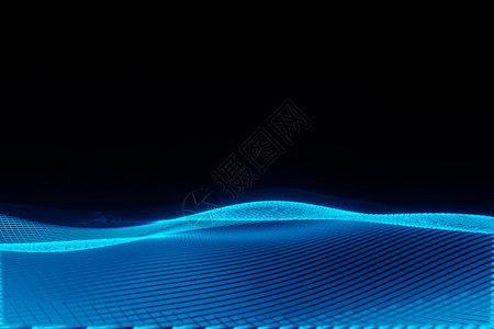 曲线未来发光的蓝色能量波动画Digital3D网络形象的图片