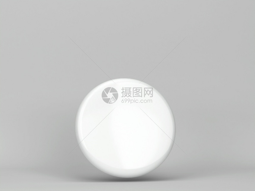 塑料干净的灰色背景上空白徽章模拟3d插图空白的图片