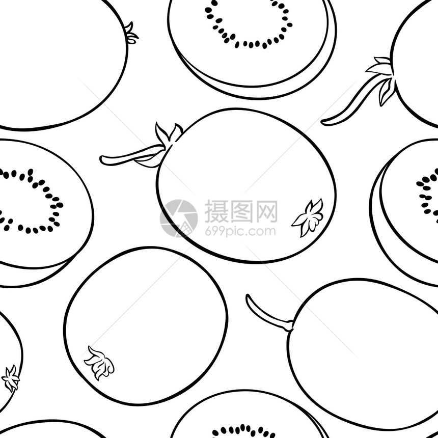 有机的白色背景kiwi矢量模式以白背景的kiwi矢量模式插图新鲜的图片