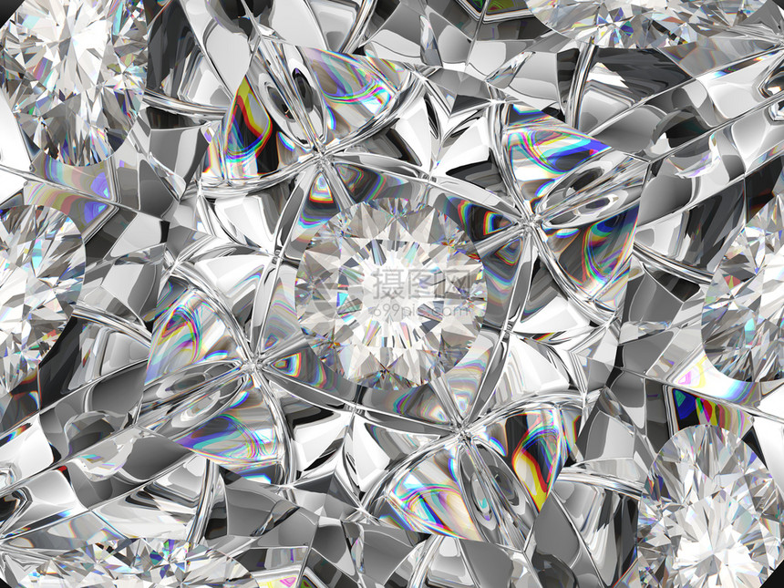 杰出的钻石极端特和甘露底晶体效应3D圆宝石的顶部视图3解闪烁未婚妻图片
