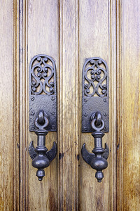 正面中世纪木制门旧装饰保护和的详情传统材料图片