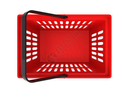 红色篮子销售店铺以白色背景孤立的购物篮3d插图杂货店设计图片