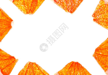 自然白色上方的新鲜柑橘片作为背景成熟热带背景图片
