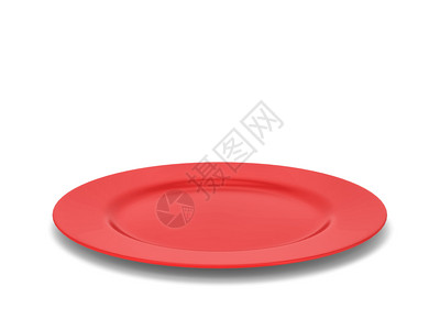 红色午餐白色的盘子背景上孤立的空白板3d插图目的设计图片