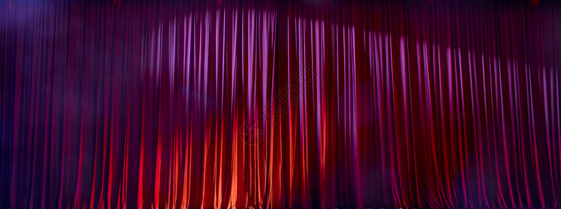 值得点开戏剧红色窗帘全景灯光照亮一幕种音乐会背景