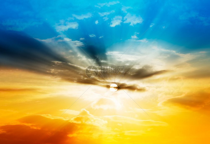 景观上帝光背的日落芒宗教线图片