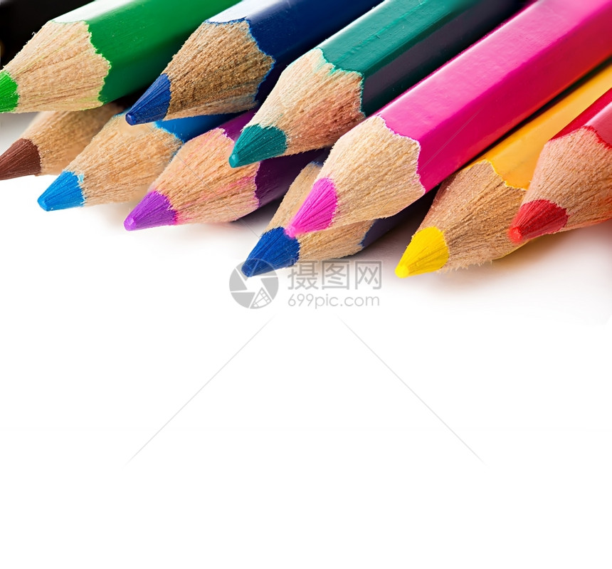 彩色铅笔头特写图片